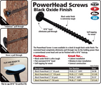#10 Power Head Screws Square Drive With Nibs Black Finish 17 Type