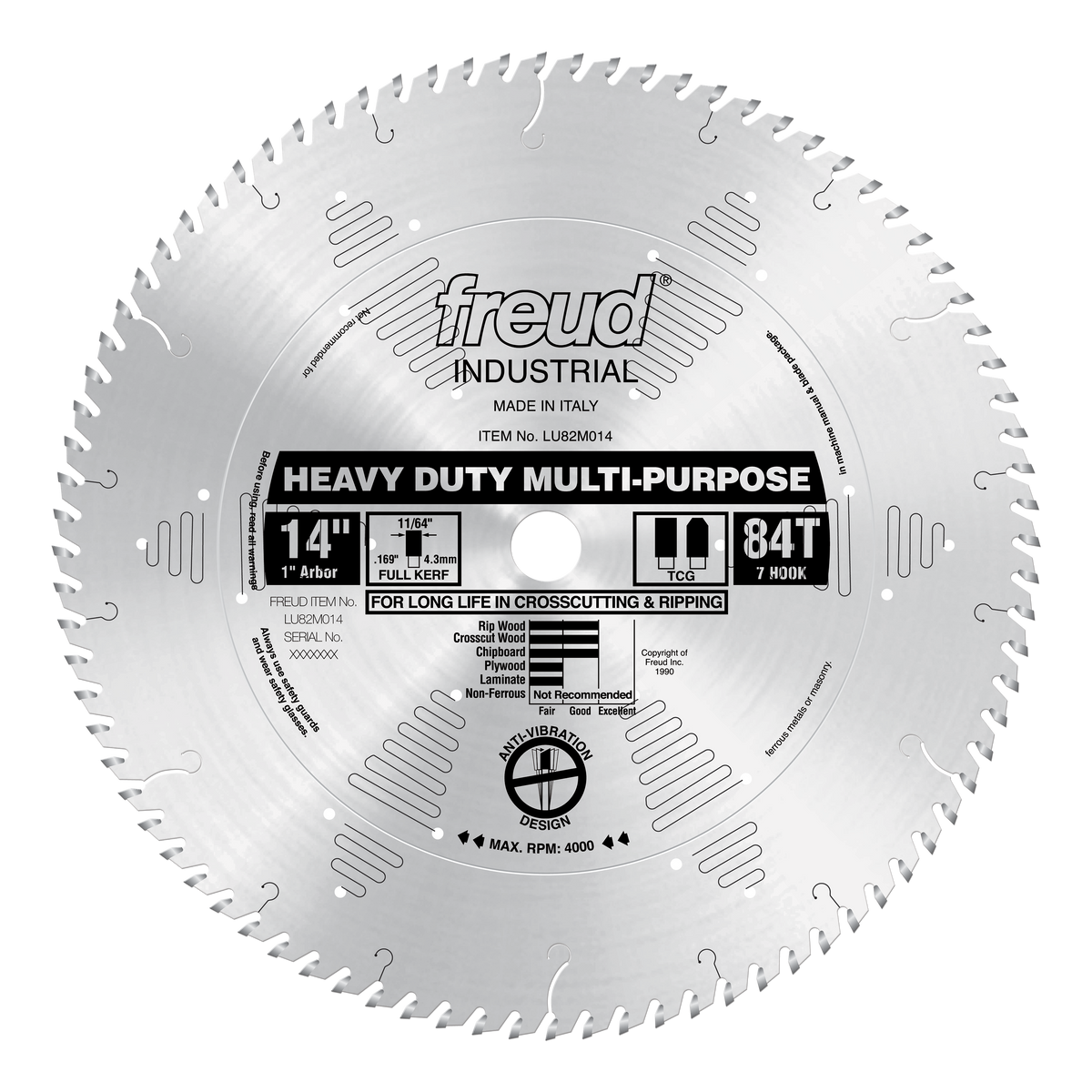 Freud Heavy Duty Multi-Purpose Blade 14 in. Diameter Silver