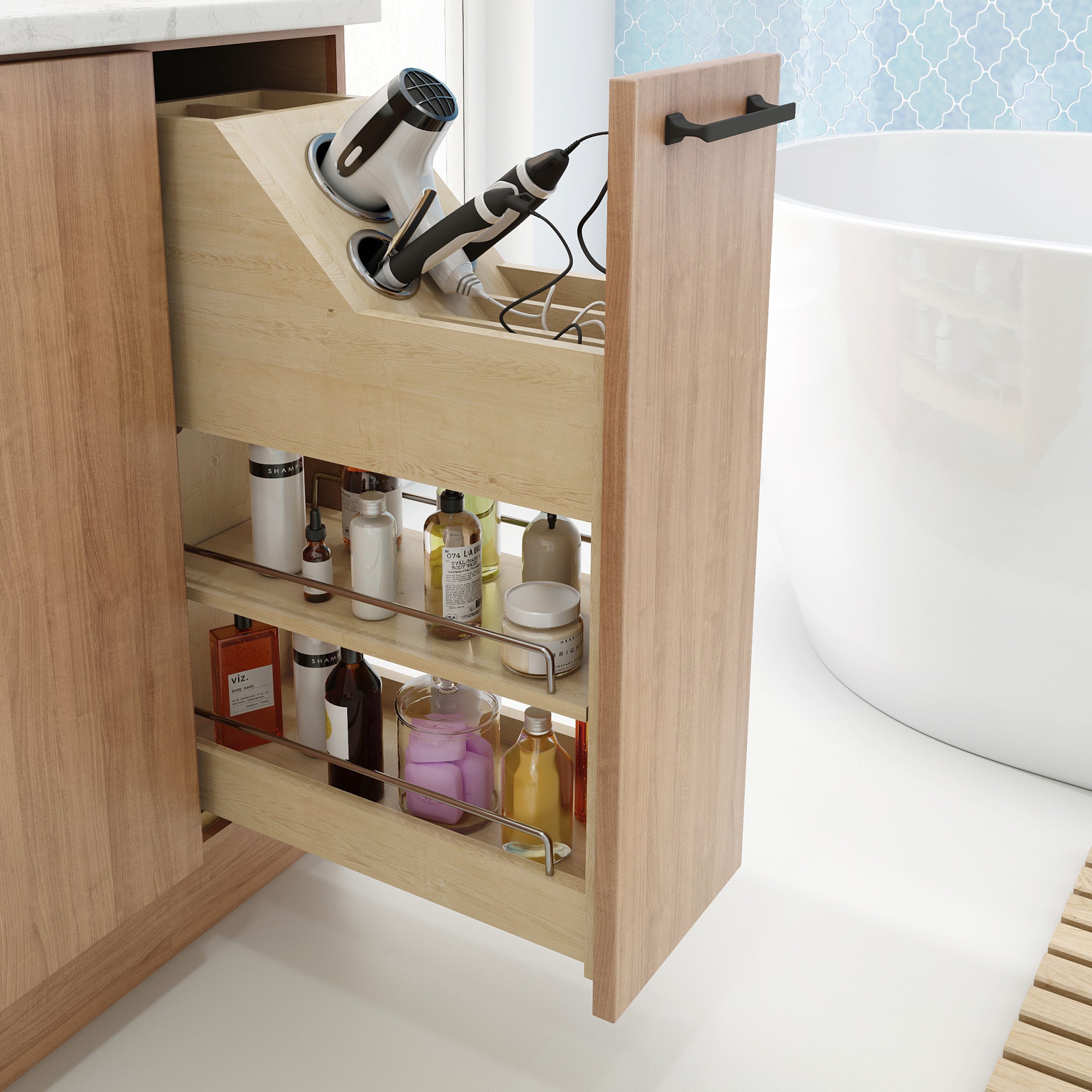 Hardware Resources Grooming Organizer Insert For Hr Converts A "No Wiggle" 8" Vanity Cabinet