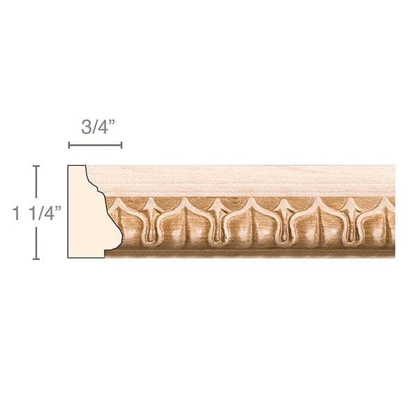 Large Tuscan Country Frieze(Repeats 21), 5 1/4''w x 13/16''d x 8' length Maple