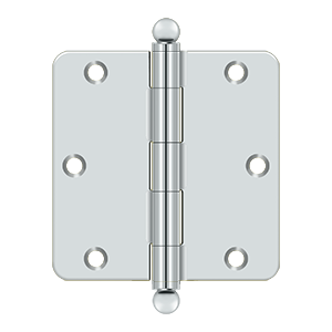Deltana 3-1/2'' x 3-1/2'' Hinge With Ball Tips, Thickness .085'' Chrome 1/4" Radius