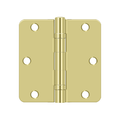 Deltana Steel Ball Bearing Hinge 3-1/2" x 3-1/2" Polished Brass 1/4" Radius