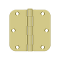 Deltana Steel Hinge 3-1/2" x 3-1/2" Polished Brass 5/8" Radius