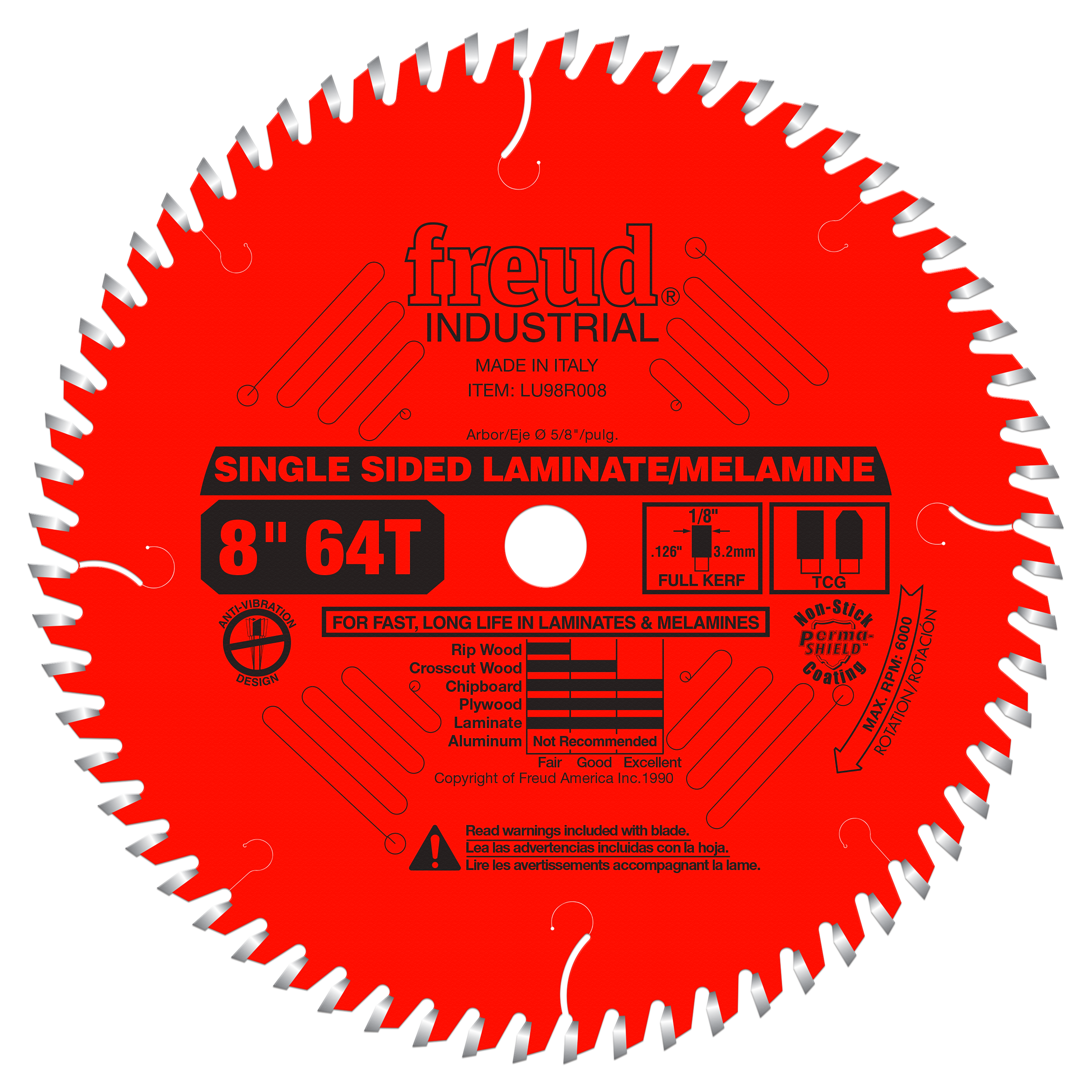 Freud Single Sided Laminate/Melamine Blade 8" Diameter
