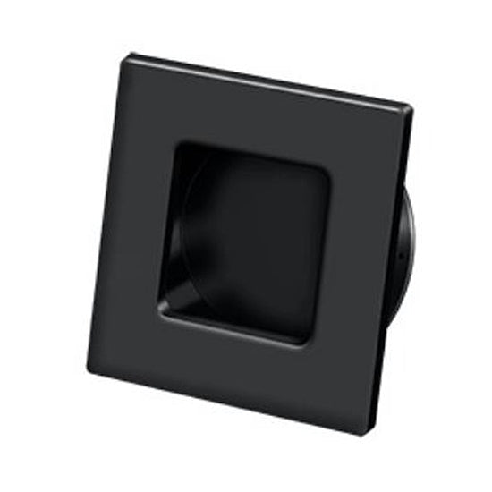 Deltana Flush Pull Square 2-3/4" x 2-3/4" x 7/16" Solid Brass, Paint Black, 2-3/4"