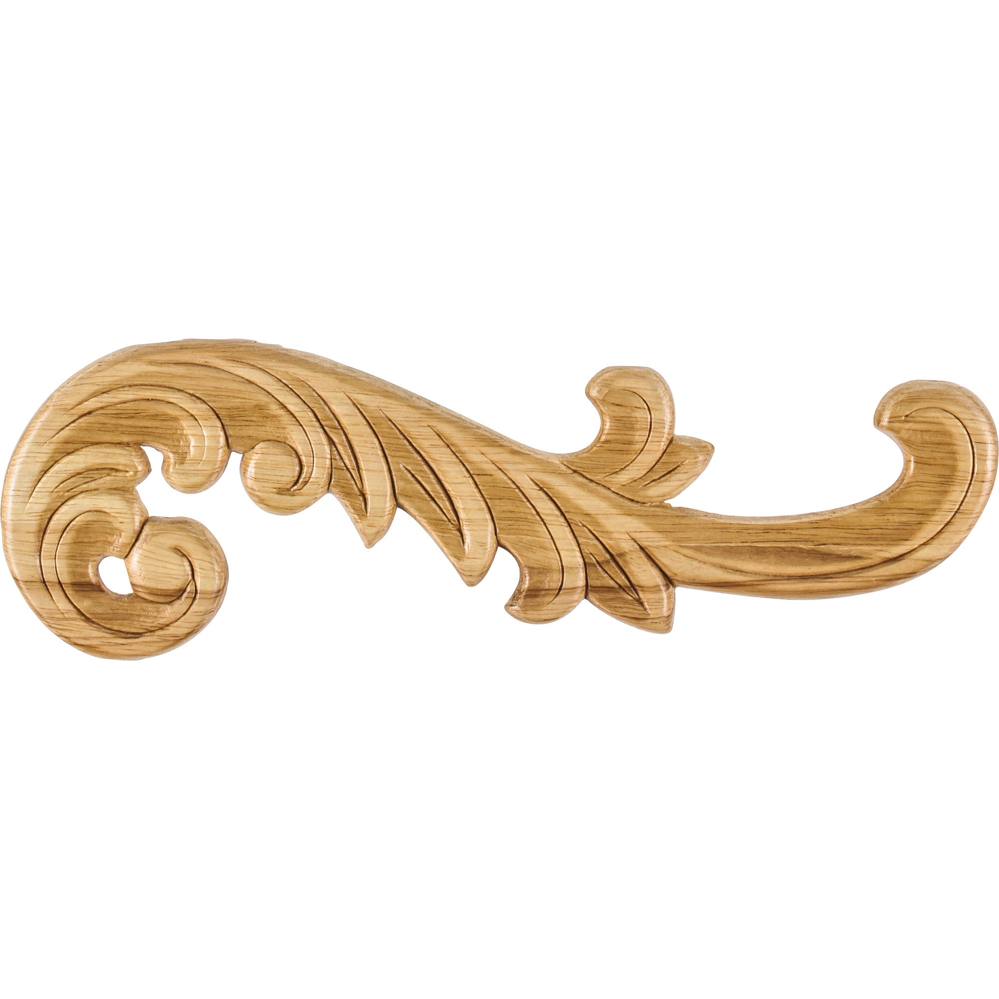 Hardware Resources 10-1/2" x 5/16" x 3-1/4" Right Curved Pressed Applique, Rubberwood