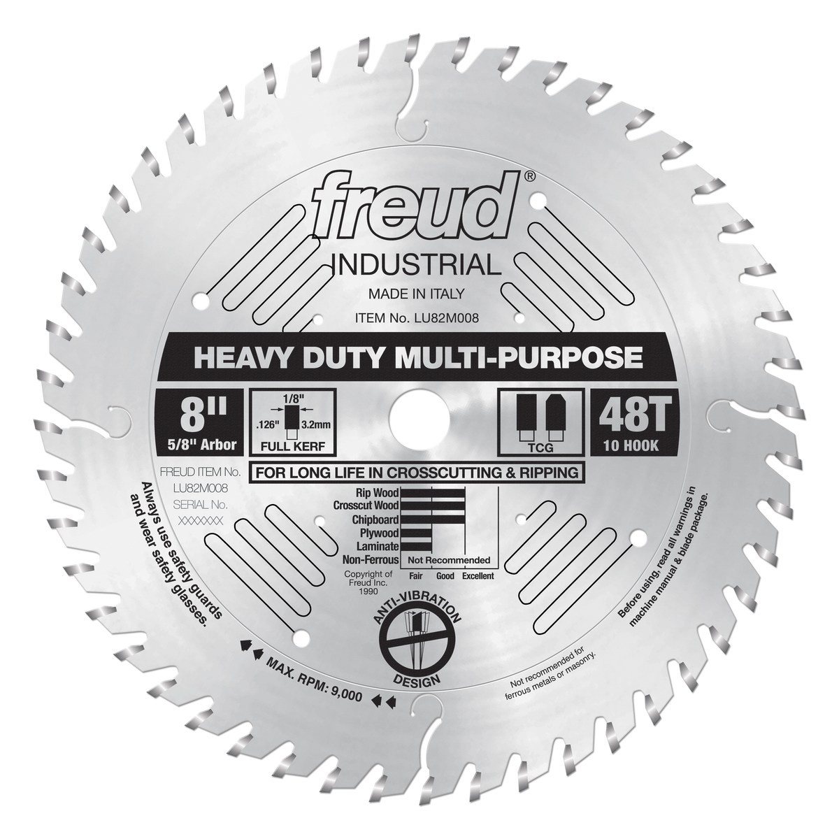 Freud Heavy Duty Multi-Purpose Blade 8 in. Diameter Silver