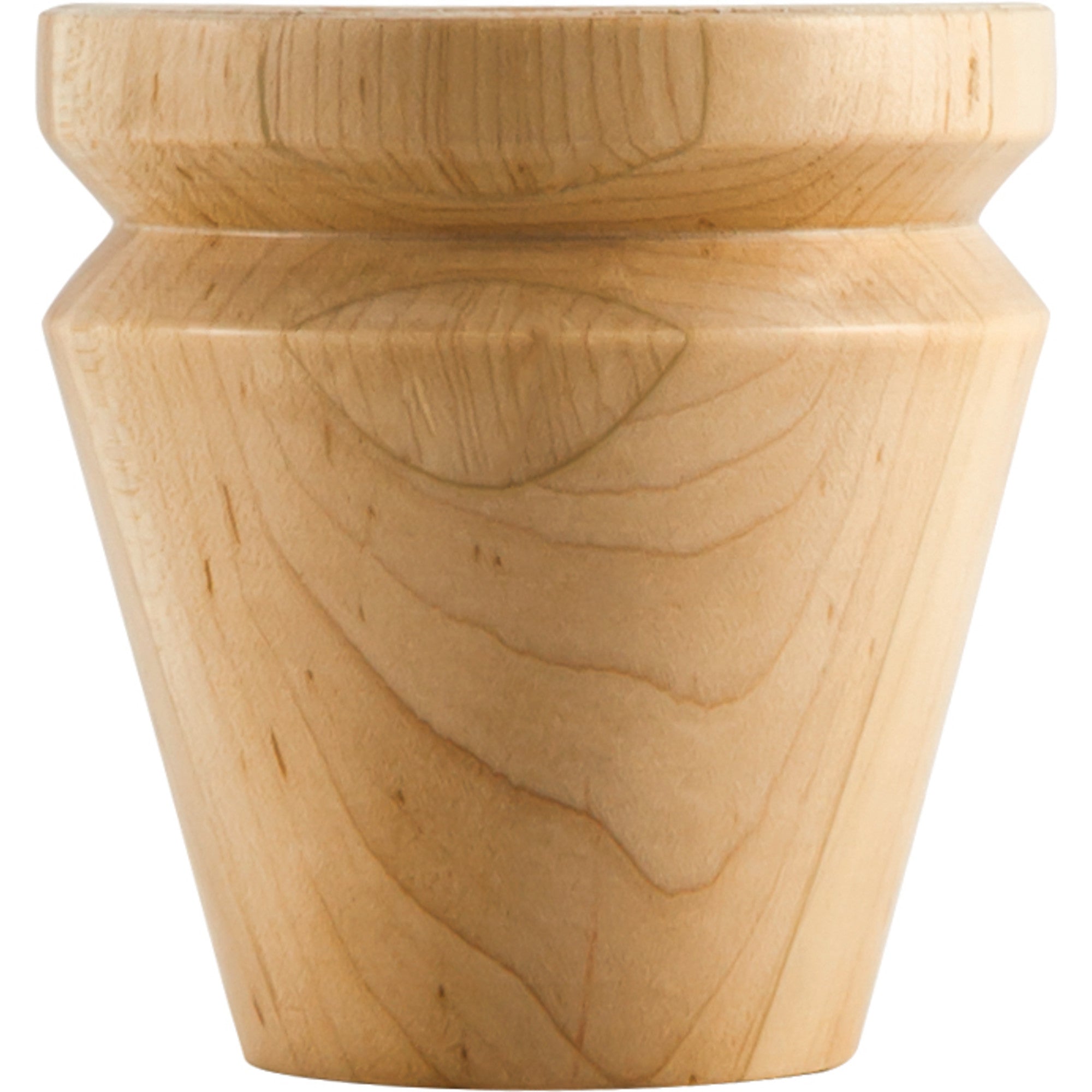 Hardware Resources 4" Round X 4" Tall Tapered Bun Foot With "V" Groove, Hard Maple