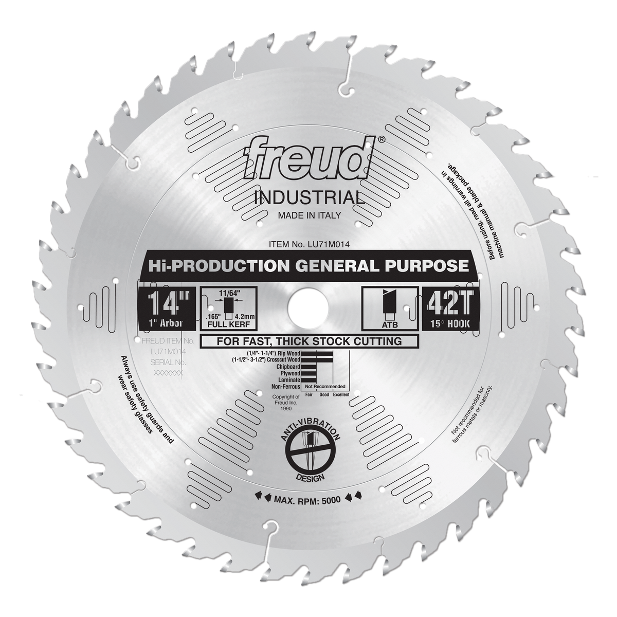 Freud Hi-Production General Purpose Blade 14 in. Diameter Silver