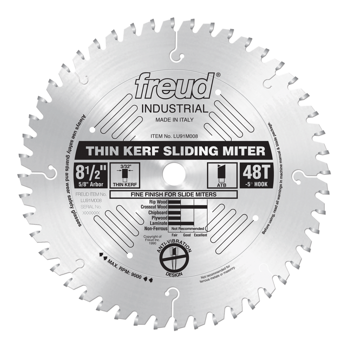 Freud Thin Kerf Sliding Compound Miter Blades 8-1/2 in. Diameter Silver