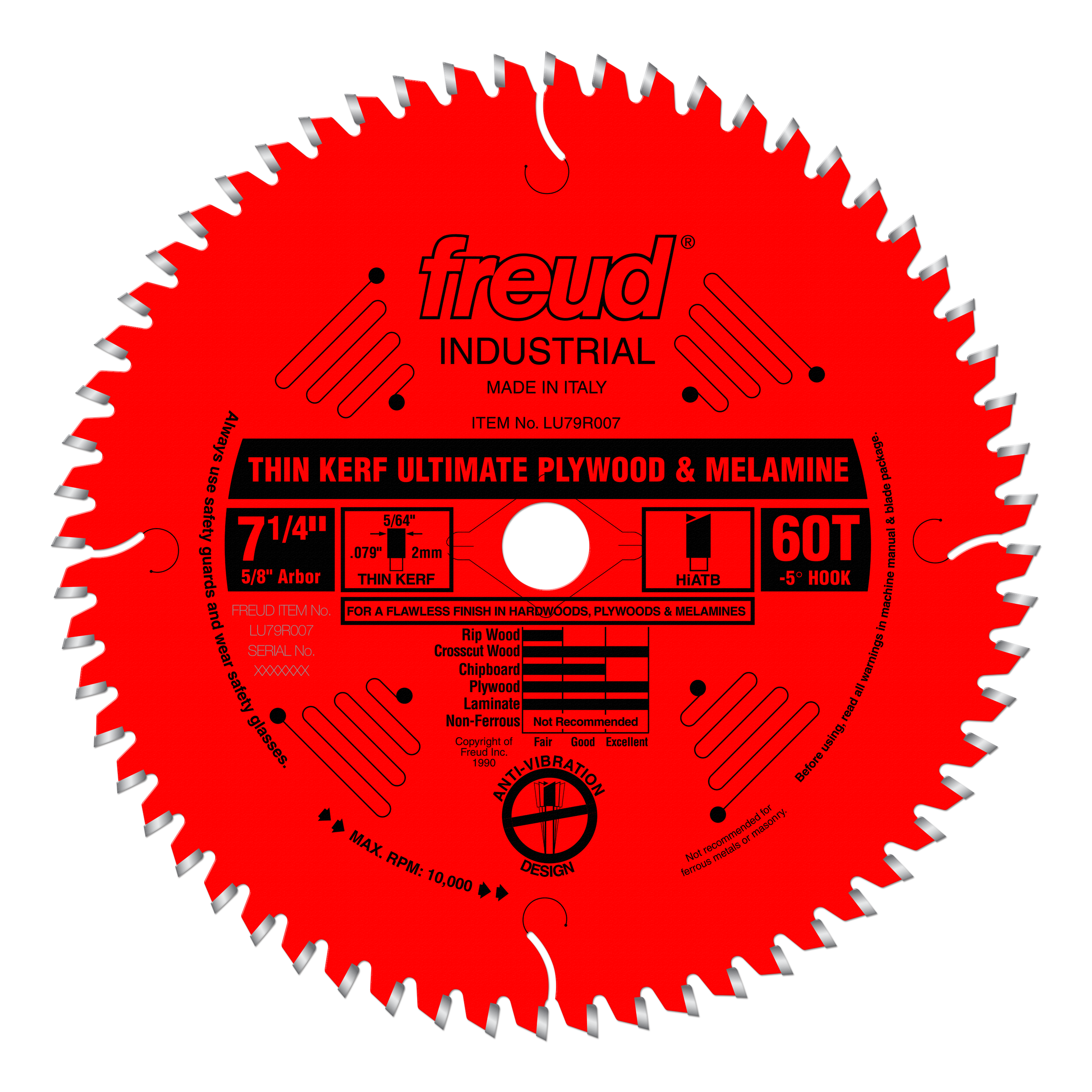 Freud Thin Kerf Ultimate Plywood & Melamine Blade 7-1/4" Diameter