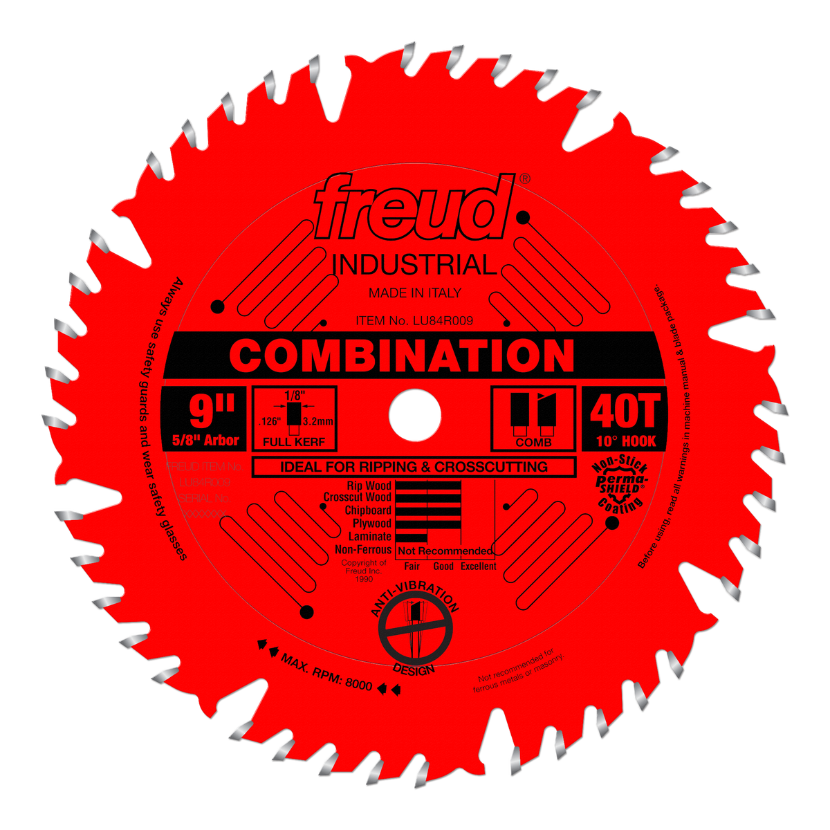 Freud Combination Blade 9 in. Diameter Red