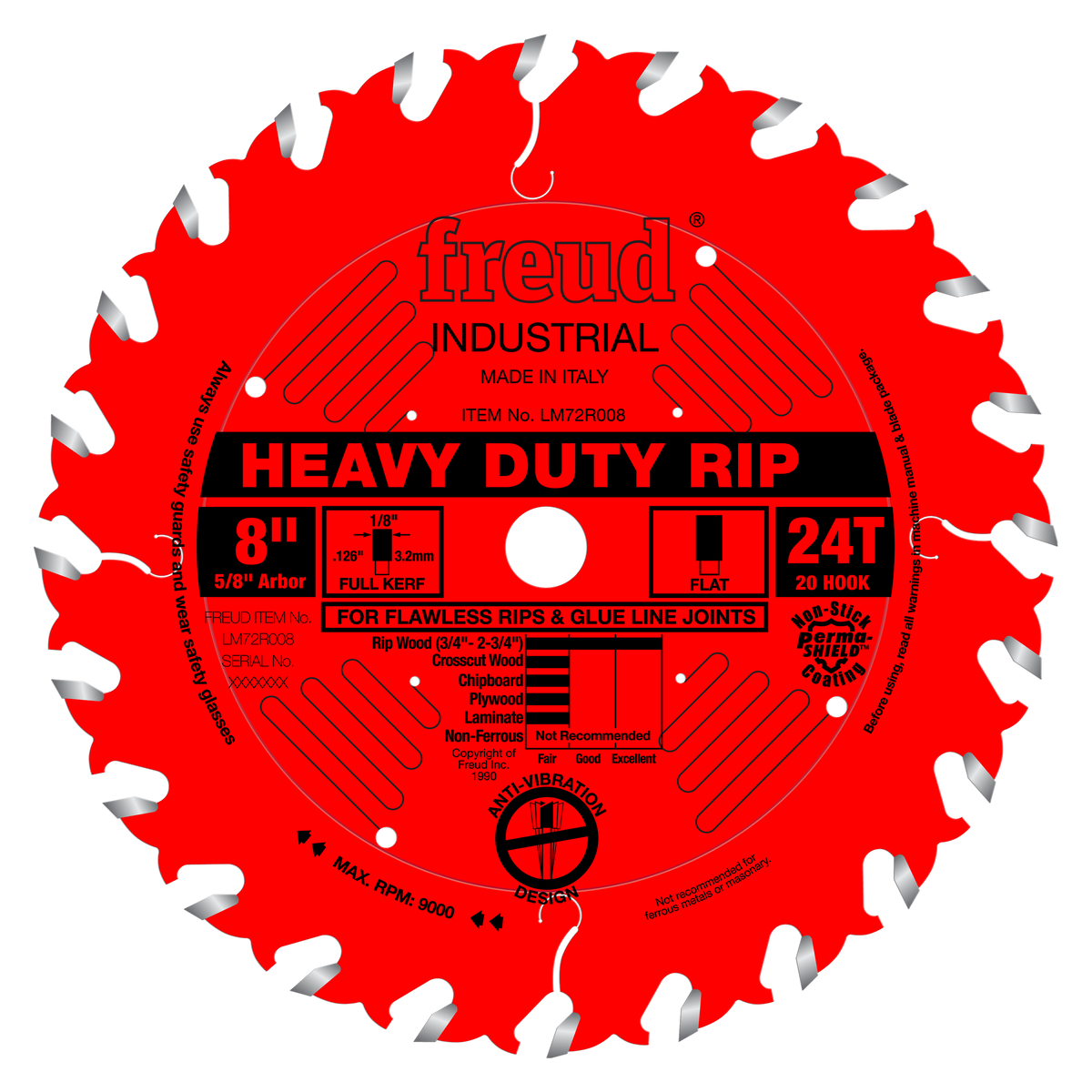 Freud Heavy Duty Rip Blade 8 in. Diameter Red