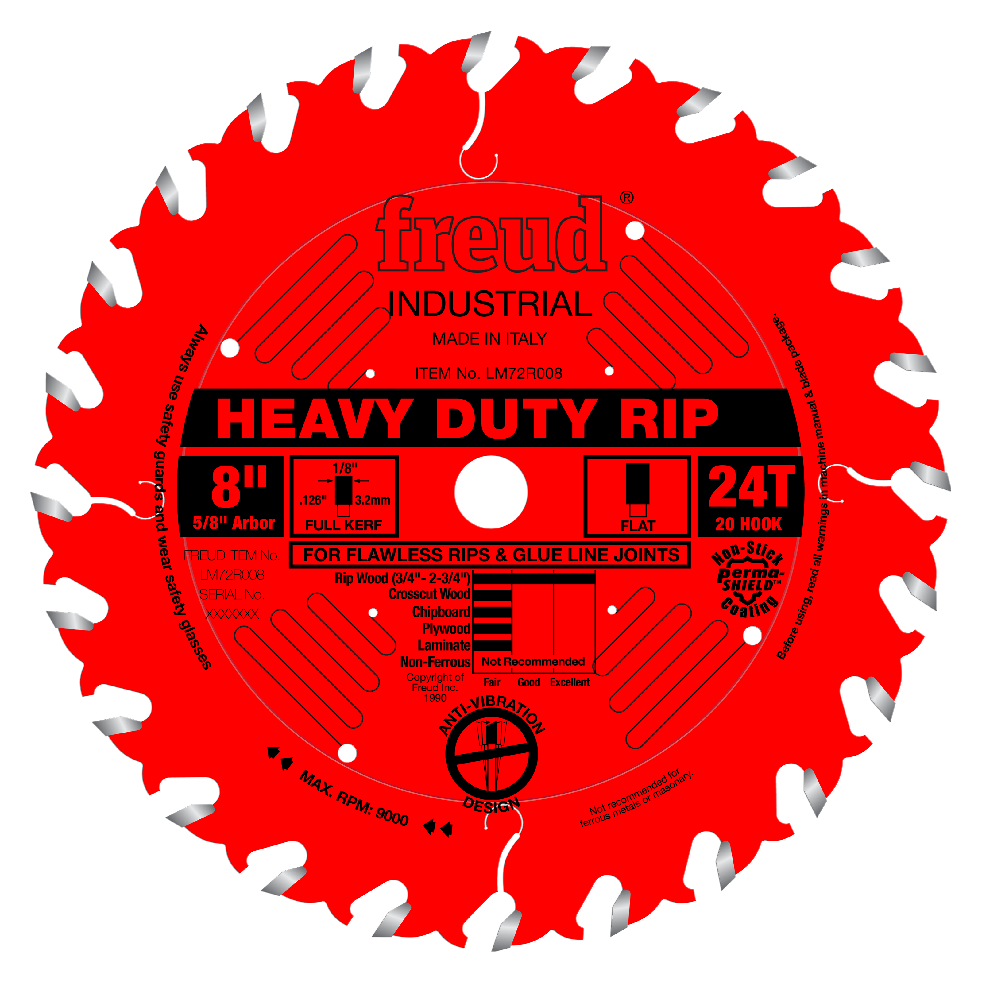 Freud Heavy Duty Rip Blade 8" Diameter Red