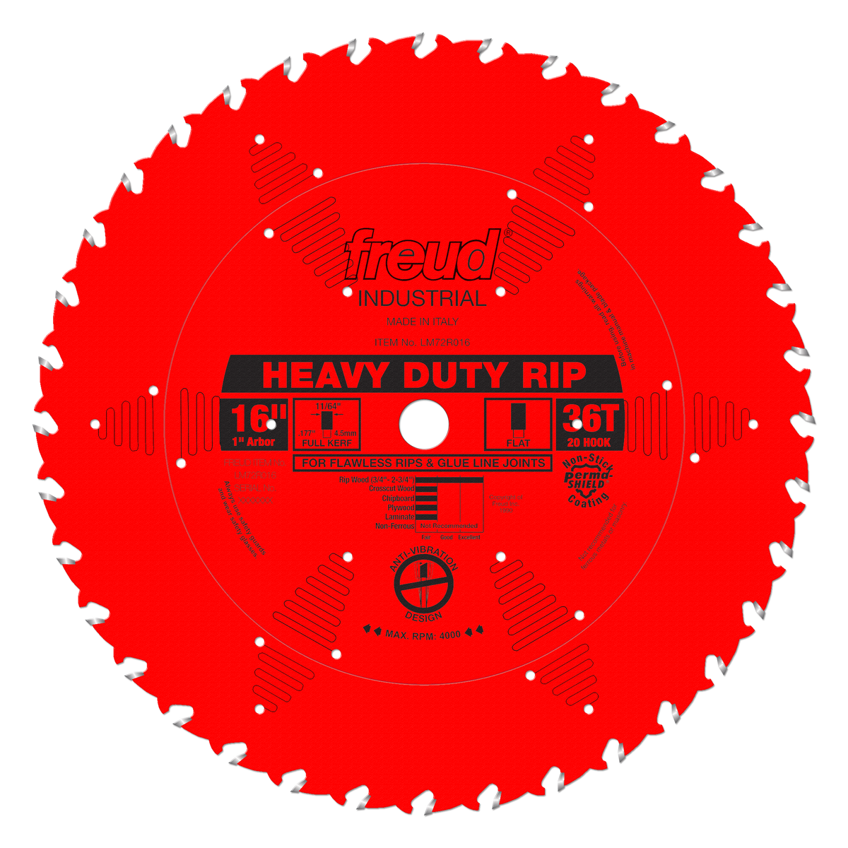 Freud Heavy Duty Rip Blade 16 in. Diameter Red