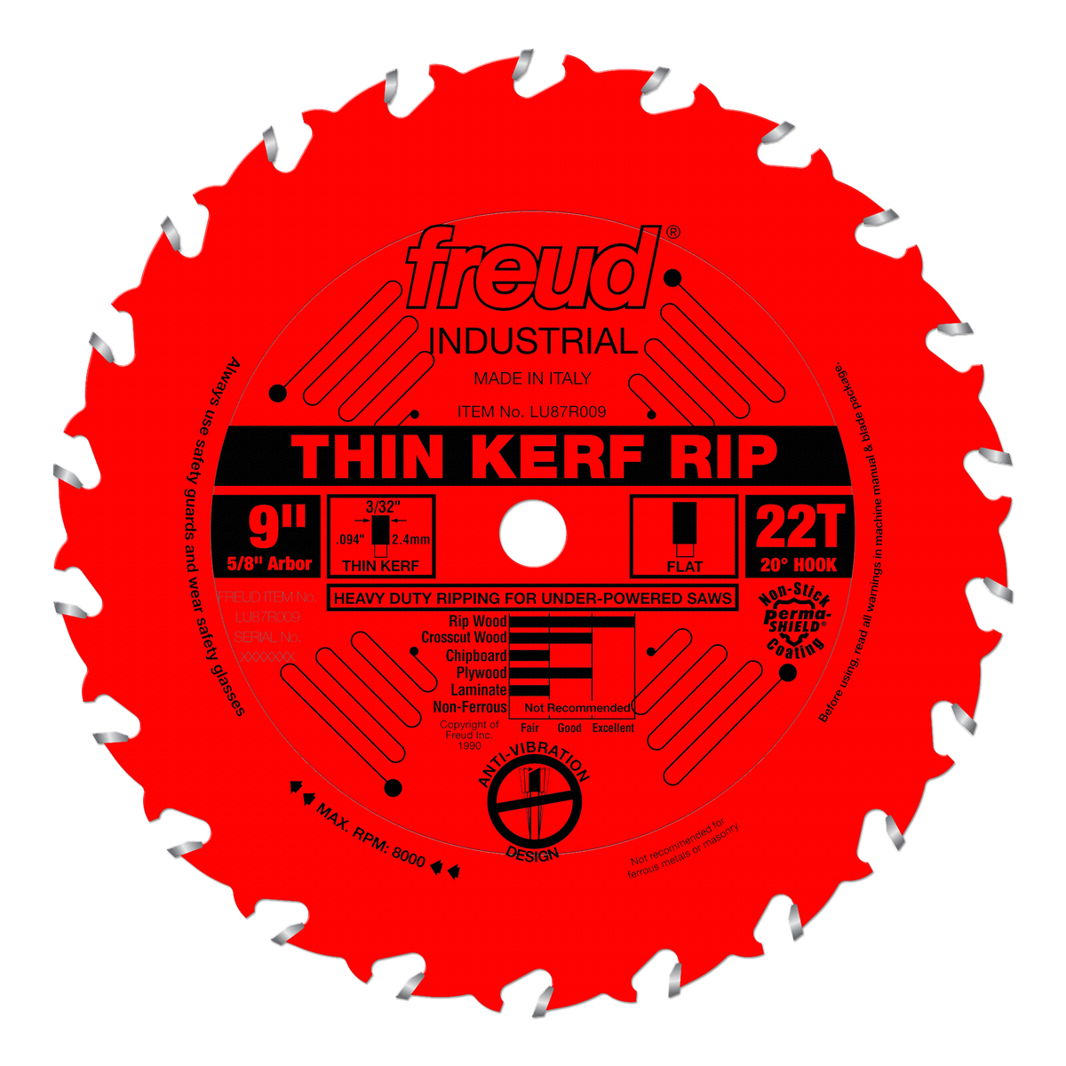 Freud Thin Kerf Ripping Blade 9 in. Diameter