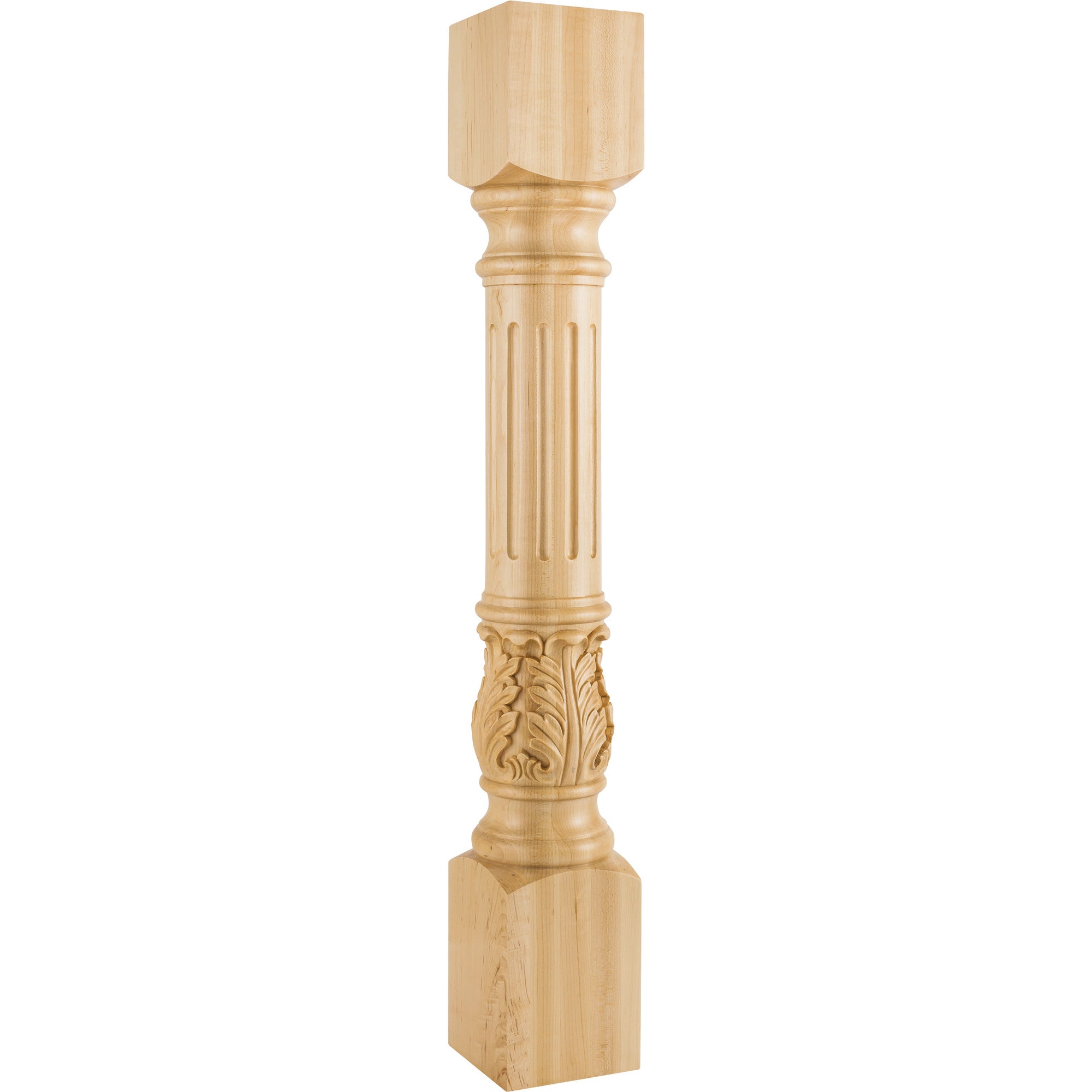 Hardware Resources Fluted Round Acanthus Post Alder 35-1/2" Length 5" Width