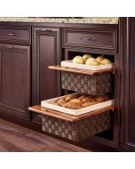 Woven Organizer Pullout Basket with Walnut Rails, For 15" or 18" Base Cabinets